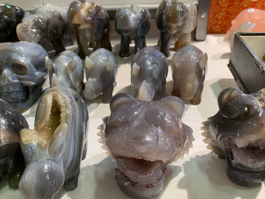 Drusy agate carving assorted animal and assorted size