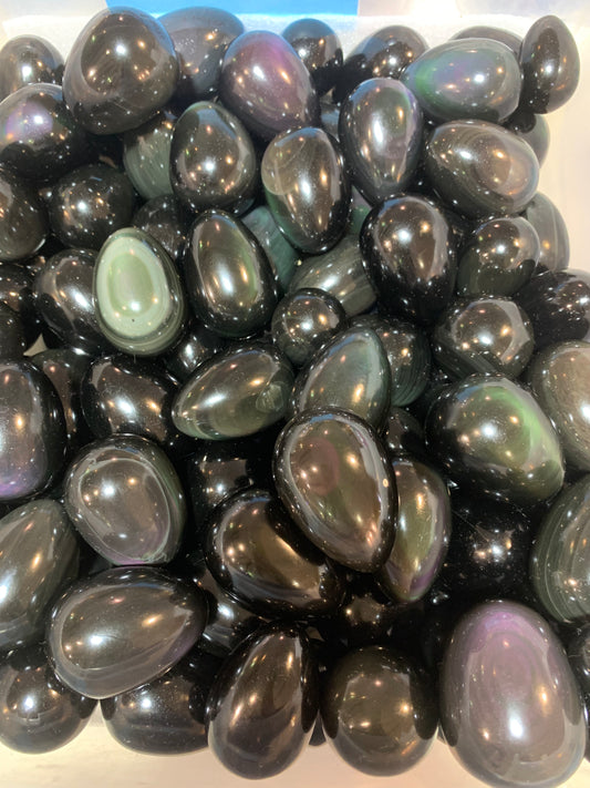 Rainbow obsidian egg assorted size