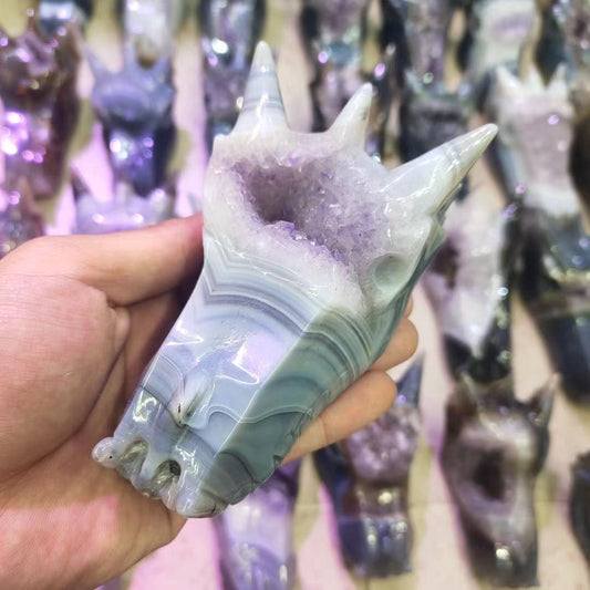 Drusy agate dragon head assorted size