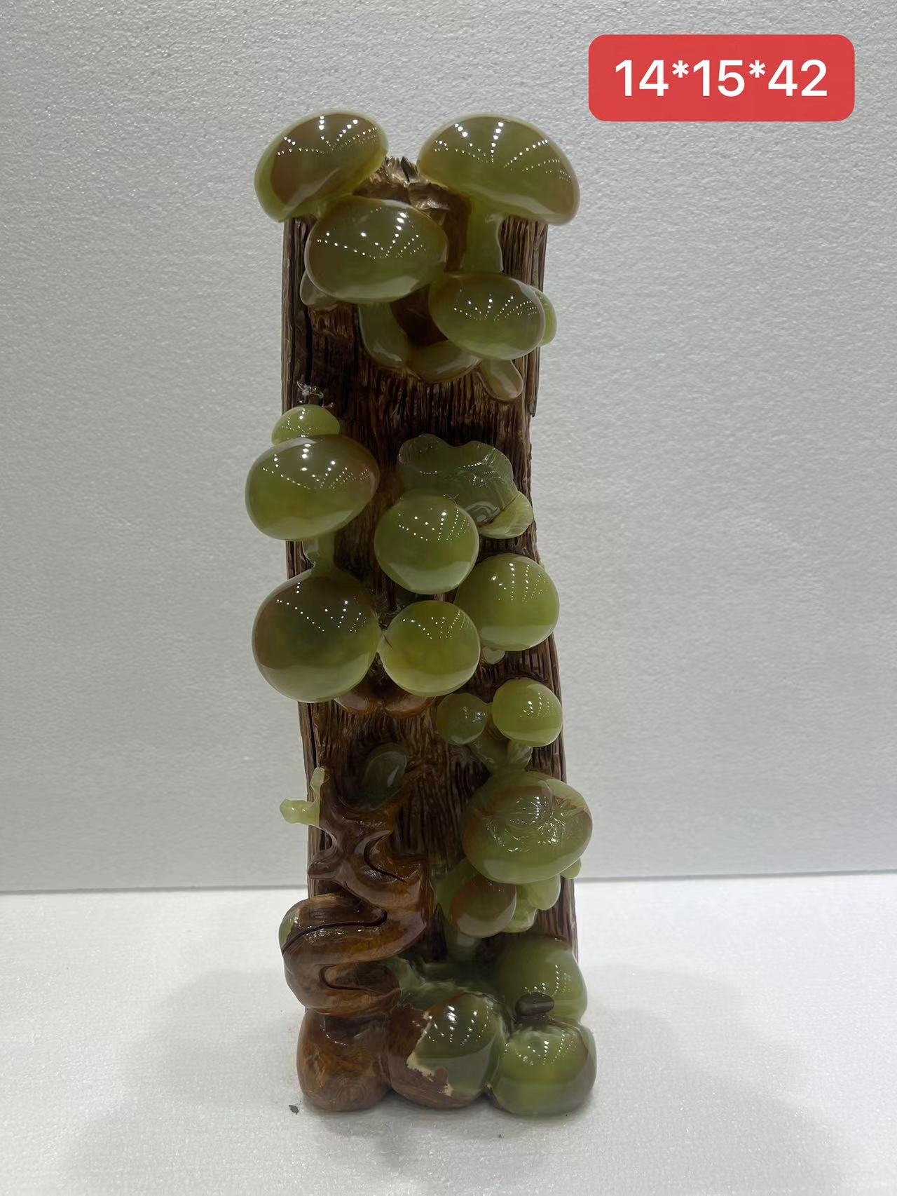 Afghanistan jade natural colour whole peace carving mushroom