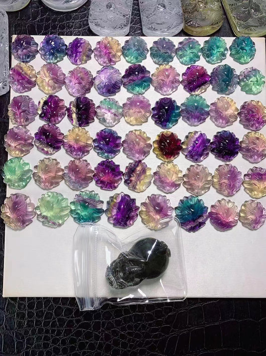 Nine-tailed Fox fluorite carving pendant