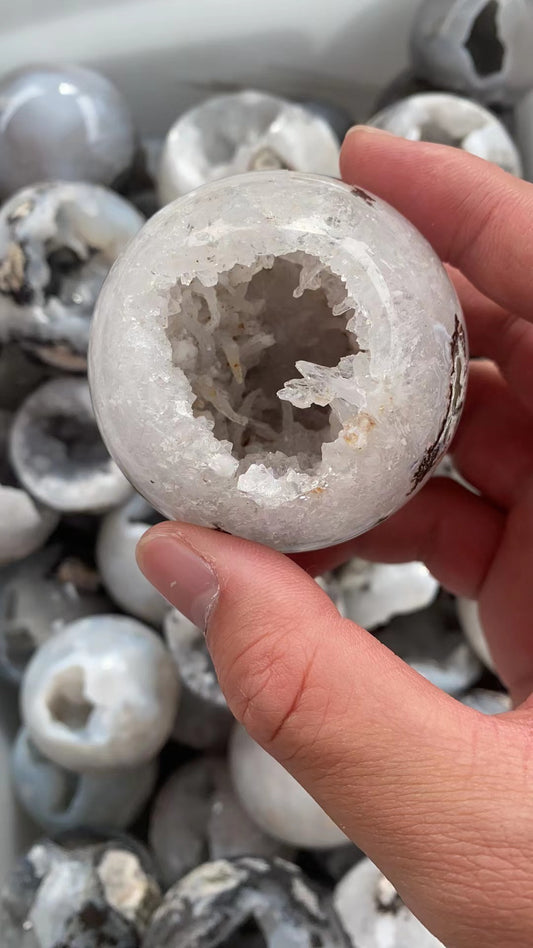Drusy agate sphere