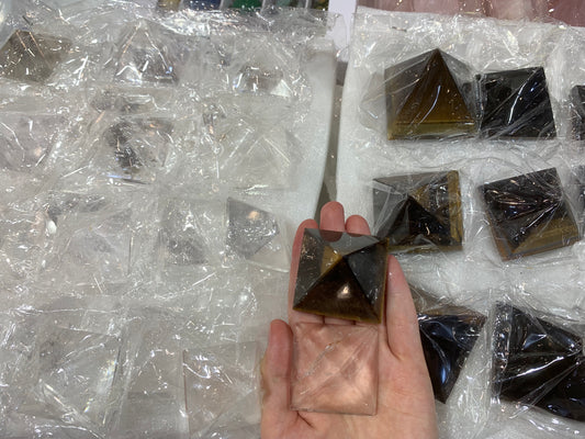 crystal and tiger eye pyramid