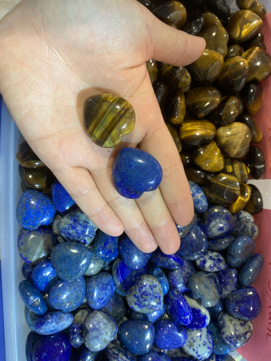 Lapis, Tiger Eye heart 27mm