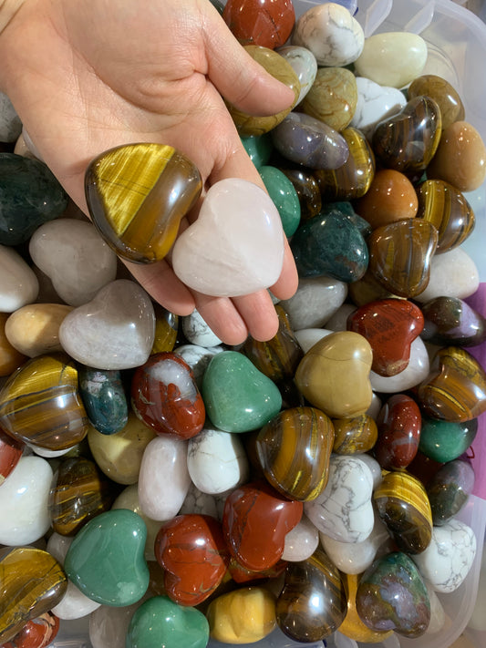 Assorted Stone heart 45mm