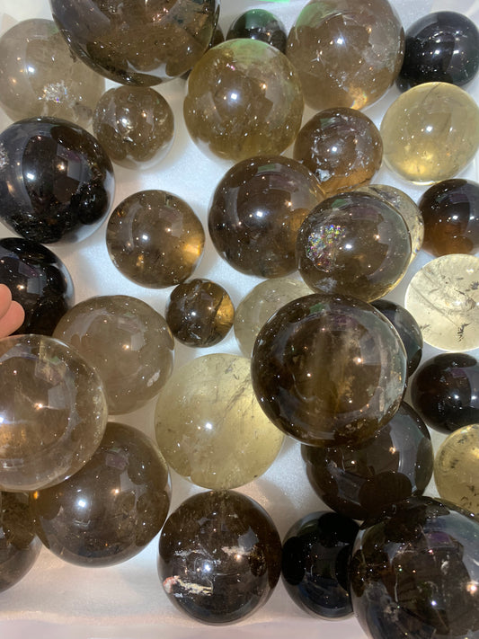 Smoky quartz assorted size sphere "B Grade'