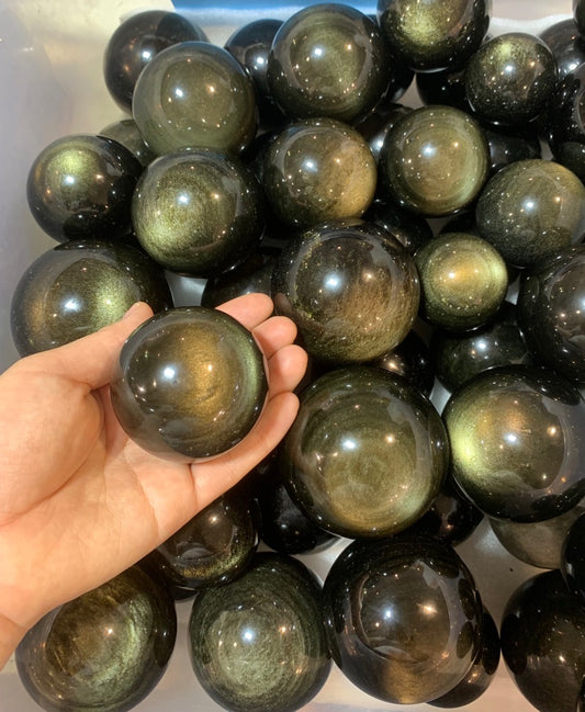 Gold sheen obsidian assorted size sphere