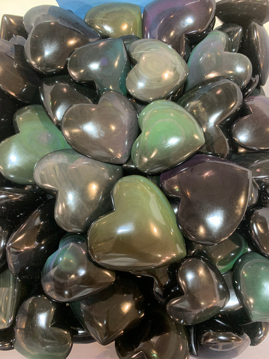 Rainbow obsidian heart free size