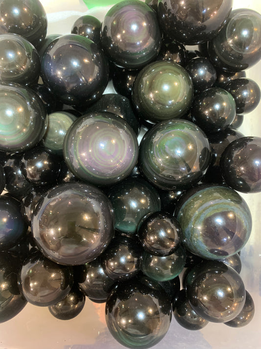 Rainbow obsidian assorted size sphere