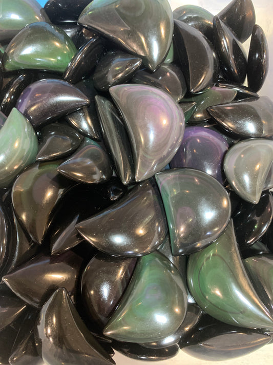 Rainbow obsidian moon assorted size