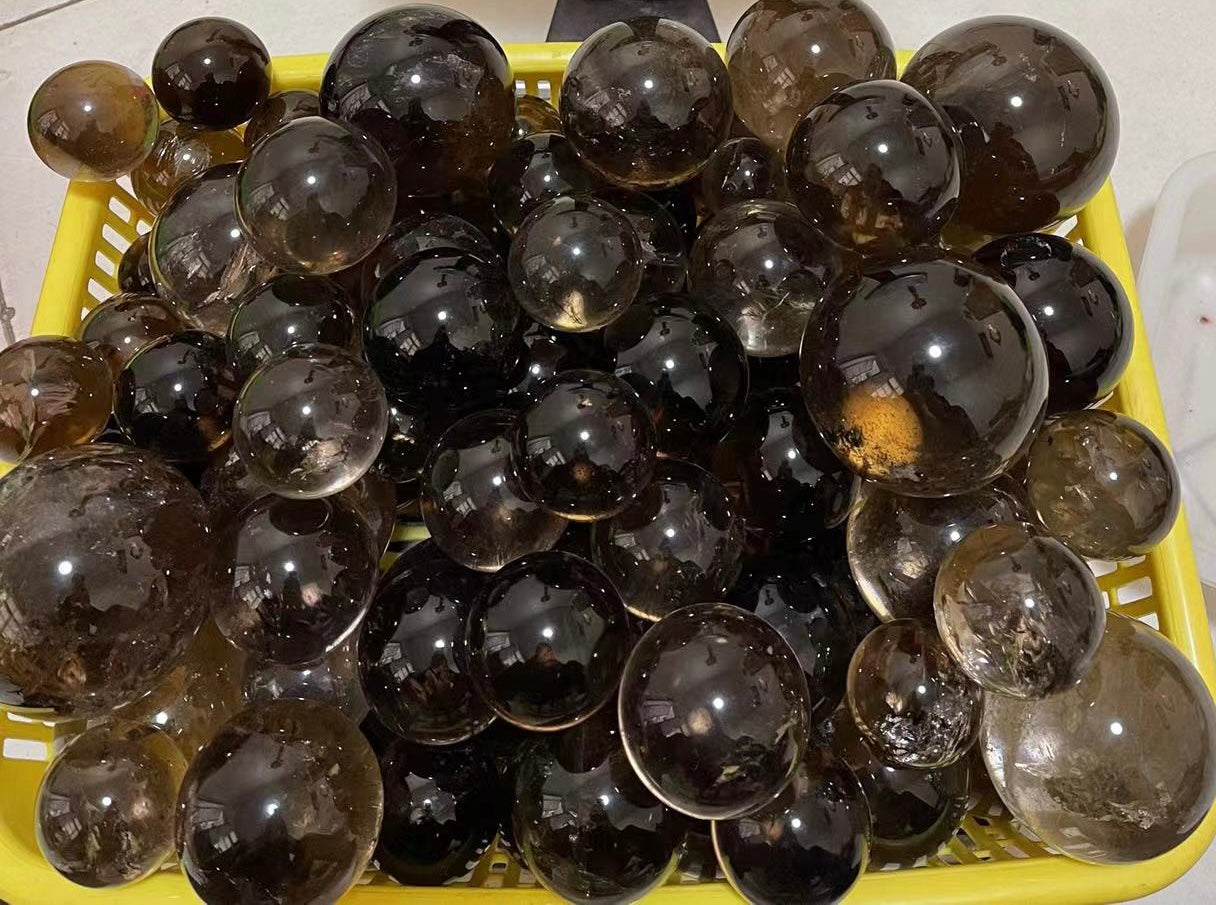 Smoky natural quartz assorted size sphere "A Grade"